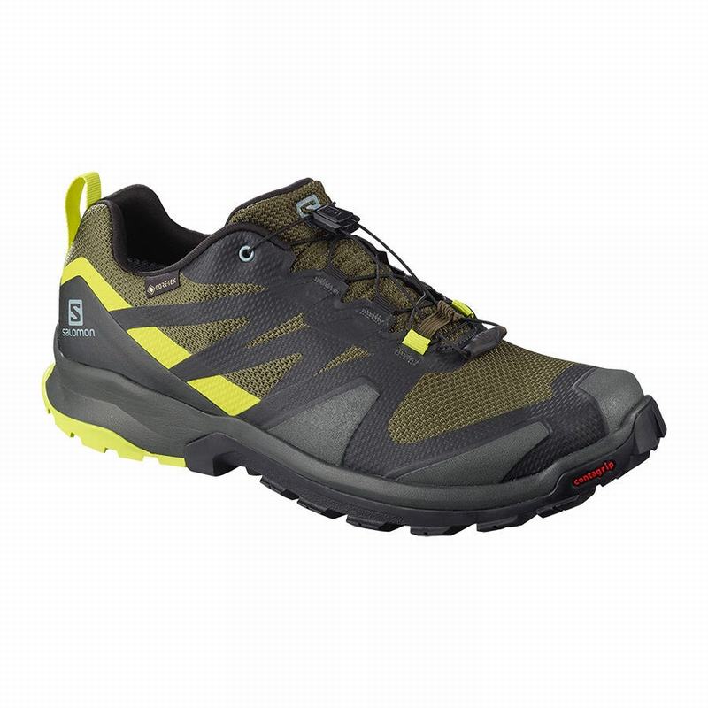 Salomon Singapore Mens Trail Running Shoes - XA ROGG GTX Olive/Light Yellow | 23879-QWJH